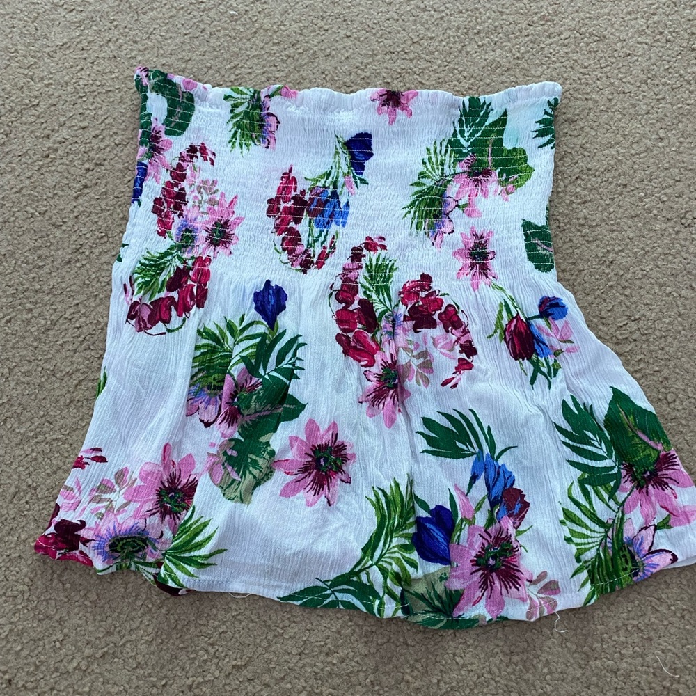tropical ribbed flowy top